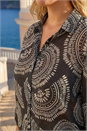 Black Curve Abstract Print Woven Shirt, Image 4 of 4