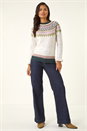 Multi  Fairisle Frill Detail Stretch Jumper, Image 3 of 7