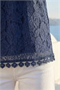 Navy  Lace Detail Bardot Top, Image 4 of 4