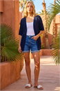 Navy  Stitch Detail Knit Cardigan, Image 2 of 4