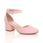 Light Pink AJVANI Light Pink Mid Block Heel Ankle Strap 2 Part Heels, Image 1 of 6