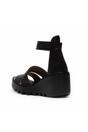 Black Womens Stylish Wedge Sandals-BONO290FLY, Image 4 of 5