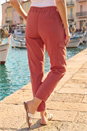 Rust Casual Elastic Waist Cargo Stretch Trousers, Image 3 of 4