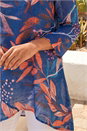 Navy  Leaf Print Wrap Front Tunic Top, Image 4 of 4