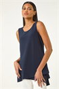 Navy  Asymmetric Hem Vest Top, Image 2 of 5
