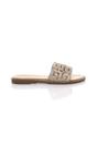 Gold Flat Diamante Mule Sandals Flip Flips Sliders, Image 2 of 4