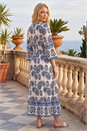 Blue Paisley Border Midi Dress, Image 3 of 4
