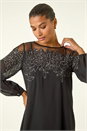 Black Sequin Mesh Neck Sequin Dress, Image 4 of 7