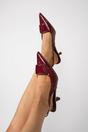 Wine iKrush Wine Noria Pointed Toe Slingback Heels With Statement Buckle, Image 7 of 7