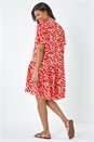ORANGE Animal Print Tiered Smock Dress, Image 3 of 5
