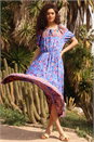 Blue Floral Print Keyhole Maxi Dress, Image 1 of 5