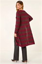 Red Shimmer Stitch Longline Knit Cardigan, Image 3 of 5