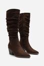 Dark Brown Drelia Ruched Western Knee High Boot, Image 3 of 4