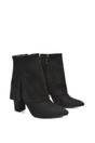 Black XY LONDON Black 'Ayla' Fold Over Ankle Boots Layered Point Toe Block Heel Booties, Image 5 of 6
