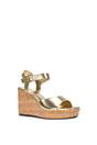 Gold 'Seraphina' Cork Platform Wedge Heel Sandals With Ankle Strap, Image 2 of 6