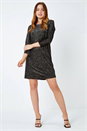 Black Shimmer Leopard Print Velvet Dress, Image 2 of 5