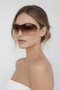 Brown SVNX Brown Vintage Rose Wrap Around Sunglasses In Brown, Image 1 of 6
