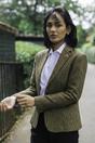 Brown Infinity Leather Brown Womens Tailored Brown Wool Blend Tweed Blazer, Image 2 of 6
