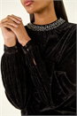 Black Beaded Neck Velvet Top, Image 5 of 5