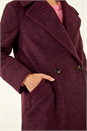 Burgundy Textured Buttoned Boucle Coat, Image 6 of 6