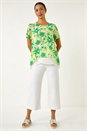 Green Floral Layered Tunic Top, Image 2 of 5