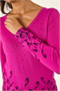 Magenta Embellished Floral Print Knit Jumper , Image 5 of 5