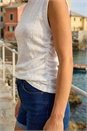 White Petite Textured Stretch Top, Image 4 of 4