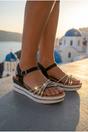 Black Vita Rhinestone Embellished Platform Wedge Sandals, Image 4 of 5