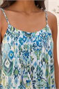 Blue Aztec Print Pleat Front Cami Top, Image 4 of 4