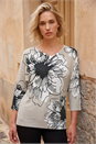 Light Grey Mono Embellished Floral V-Neck Jumper, Image 1 of 4