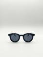 Black Classic Bold Rounded Sunglasses in Black, Image 5 of 6