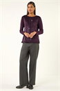 Plum Sparkly Detail Knit Top, Image 2 of 5