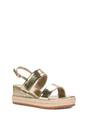 Gold XY LONDON Gold 'Ally' Low Heel Platform Wedge Espadrill  Slingback Sandals, Image 2 of 5