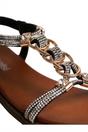 Black iKrush Black Grace Rhinestone Chain Flat Sandals, Image 2 of 8