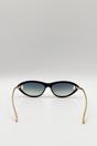 Black Bold Oval Angular Sunglasses in Black, Image 5 of 5