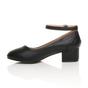 Black Low Block Heel Ankle Strap Court Shoes, Image 3 of 6