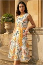 Ivory Floral Print Lace Stretch Dress, Image 1 of 4