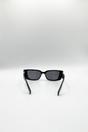Black Rectangle Cateye Side Detail Sunglasses In Black/Gold, Image 4 of 5