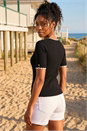 Black Button Detail Ribbed Knit Top, Image 3 of 4