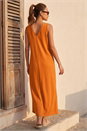 Rust Soft Pique Stretch Midi Dress, Image 2 of 4