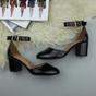 Black AJVANI Black Mid Block Heel Ankle Strap 2 Part Heels, Image 4 of 6