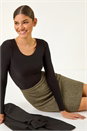 Camel  Smart Textured Stretch Skirt, Image 3 of 5