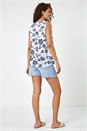 Navy  Sleeveless V-Neck Floral Print Vest , Image 3 of 5
