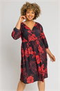 Red Curve Floral Print Wrap Dress, Image 1 of 4