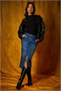 Blue Cotton Blend Denim Stretch Split Midi Skirt, Image 2 of 6