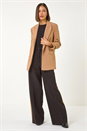 Tan Tailored Ruched Sleeve Stretch Blazer, Image 2 of 7