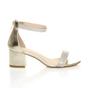 Gold AJVANI Gold Mid Block Heel Ankle Strap Sandals, Image 2 of 6