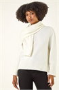 Ivory  Wrap Neck Knit Jumper, Image 5 of 6