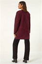 Wine Collarless Contrast Button Knit Jacket, Image 3 of 6
