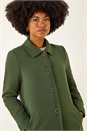 Khaki Buttoned Swing Coat, Image 4 of 5